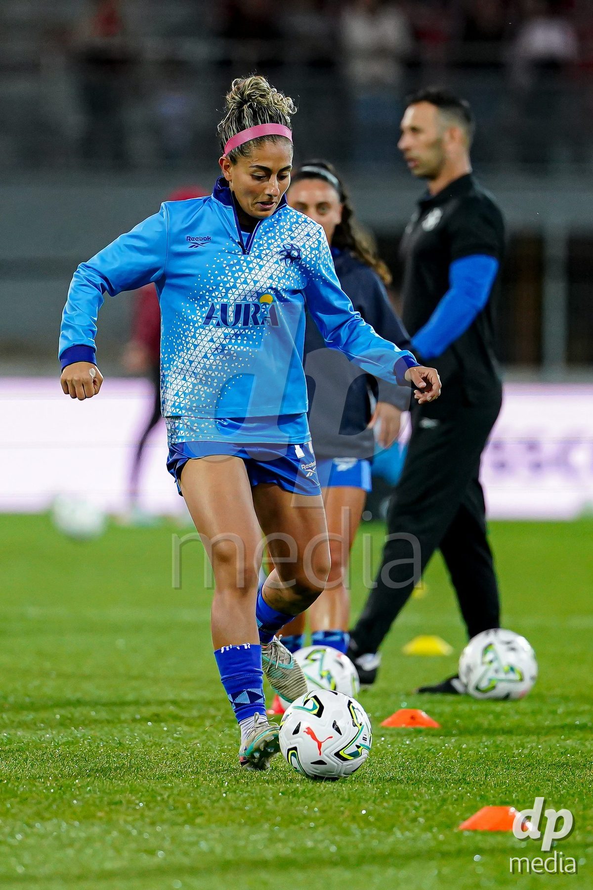 SION, SWITZERLAND - OCTOBER 13: Players of Israel warming up during the FIFA Women´s World Cup European Qualifiers match between Switzerland and Israel at Stade de Tourbillon on October 13, 2026 in Sion, Switzerland.