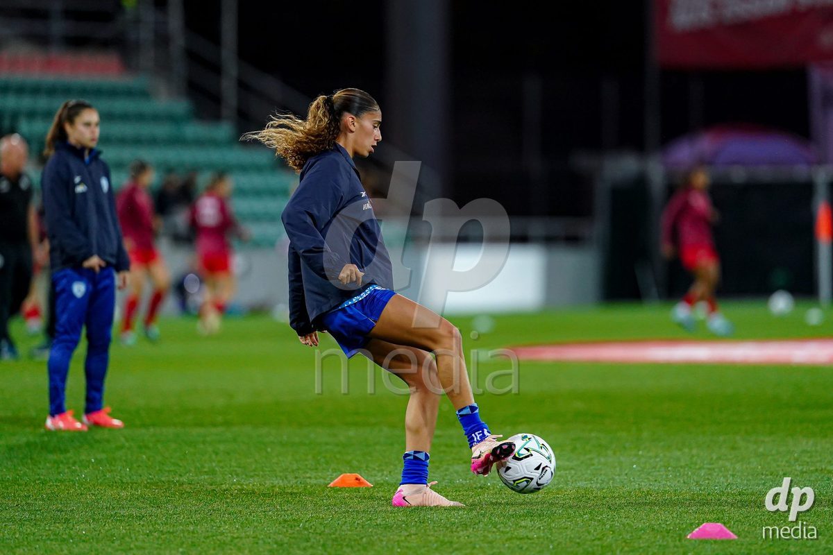 SION, SWITZERLAND - OCTOBER 13: Players of Israel warming up during the FIFA Women´s World Cup European Qualifiers match between Switzerland and Israel at Stade de Tourbillon on October 13, 2026 in Sion, Switzerland.