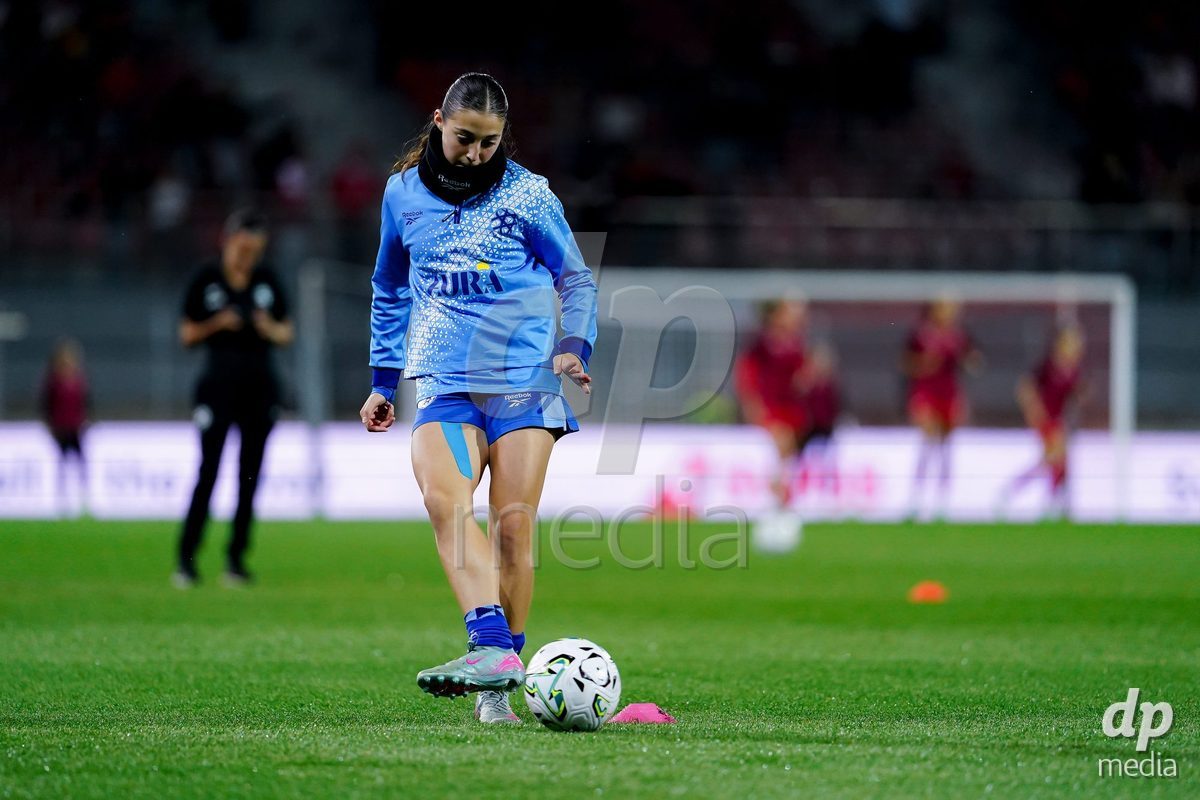 SION, SWITZERLAND - OCTOBER 13: Players of Israel warming up during the FIFA Women´s World Cup European Qualifiers match between Switzerland and Israel at Stade de Tourbillon on October 13, 2026 in Sion, Switzerland.