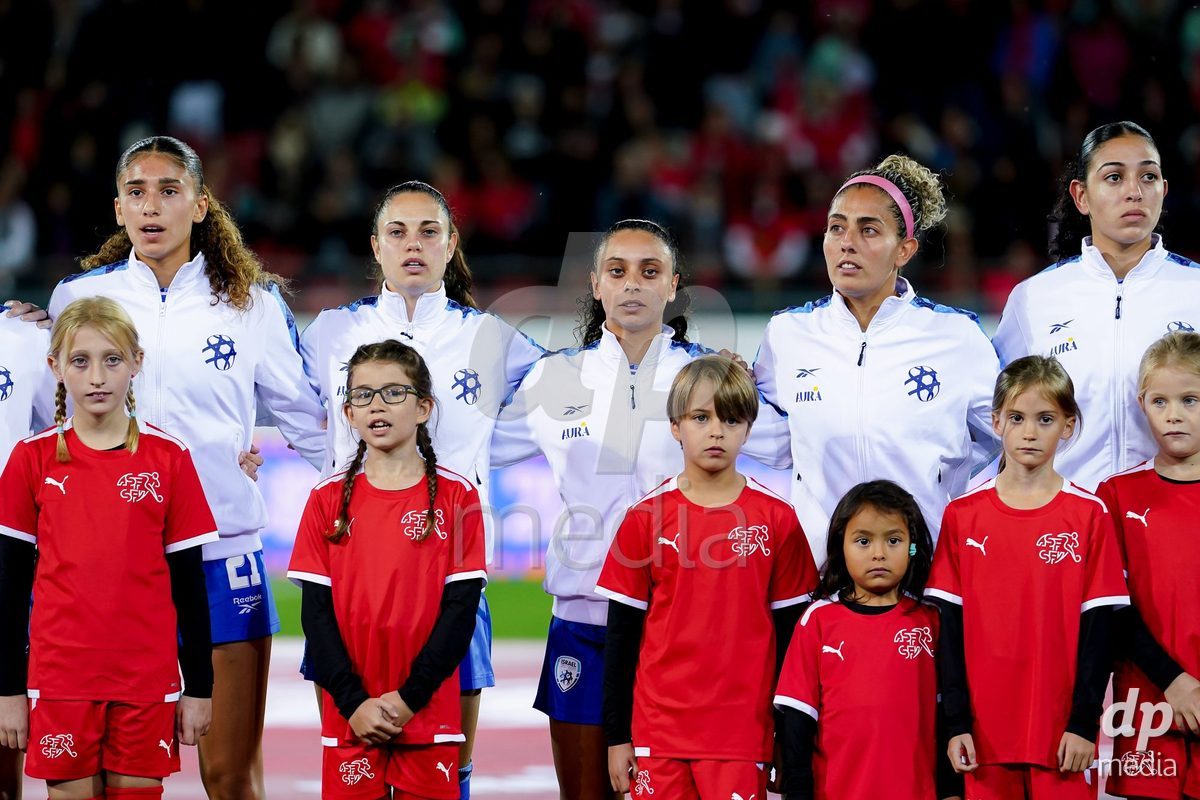 SION, SWITZERLAND - OCTOBER 13: Players of Israel during the FIFA Women´s World Cup European Qualifiers match between Switzerland and Israel at Stade de Tourbillon on October 13, 2026 in Sion, Switzerland.