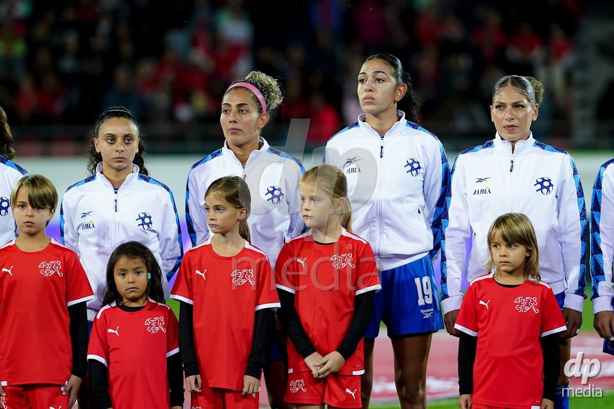 SION, SWITZERLAND - OCTOBER 13: Players of Israel during the FIFA Women´s World Cup European Qualifiers match between Switzerland and Israel at Stade de Tourbillon on October 13, 2026 in Sion, Switzerland.