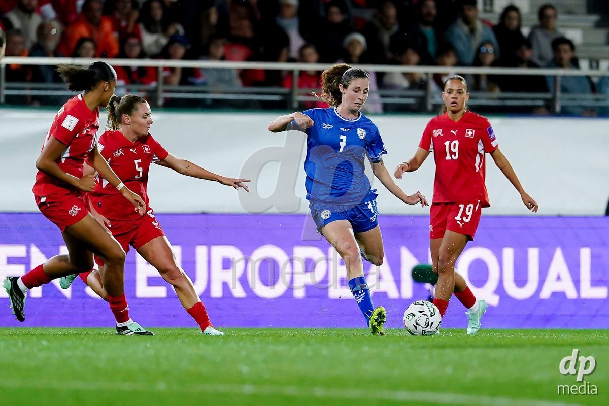 SION, SWITZERLAND - OCTOBER 13: Talia Sommer of Israel controls the ball during the FIFA Women´s World Cup European Qualifiers match between Switzerland and Israel at Stade de Tourbillon on October 13, 2026 in Sion, Switzerland.