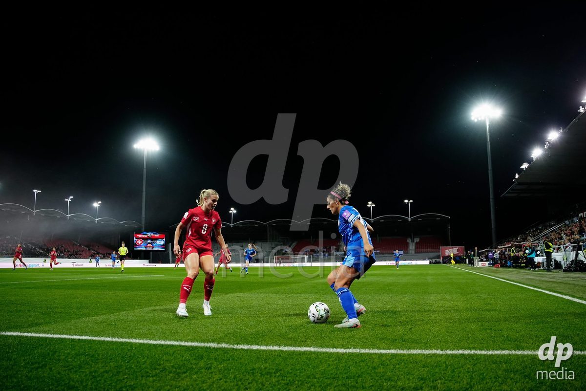 SION, SWITZERLAND - OCTOBER 13: Marian Awad of Israel controls the ball during the FIFA Women´s World Cup European Qualifiers match between Switzerland and Israel at Stade de Tourbillon on October 13, 2026 in Sion, Switzerland.