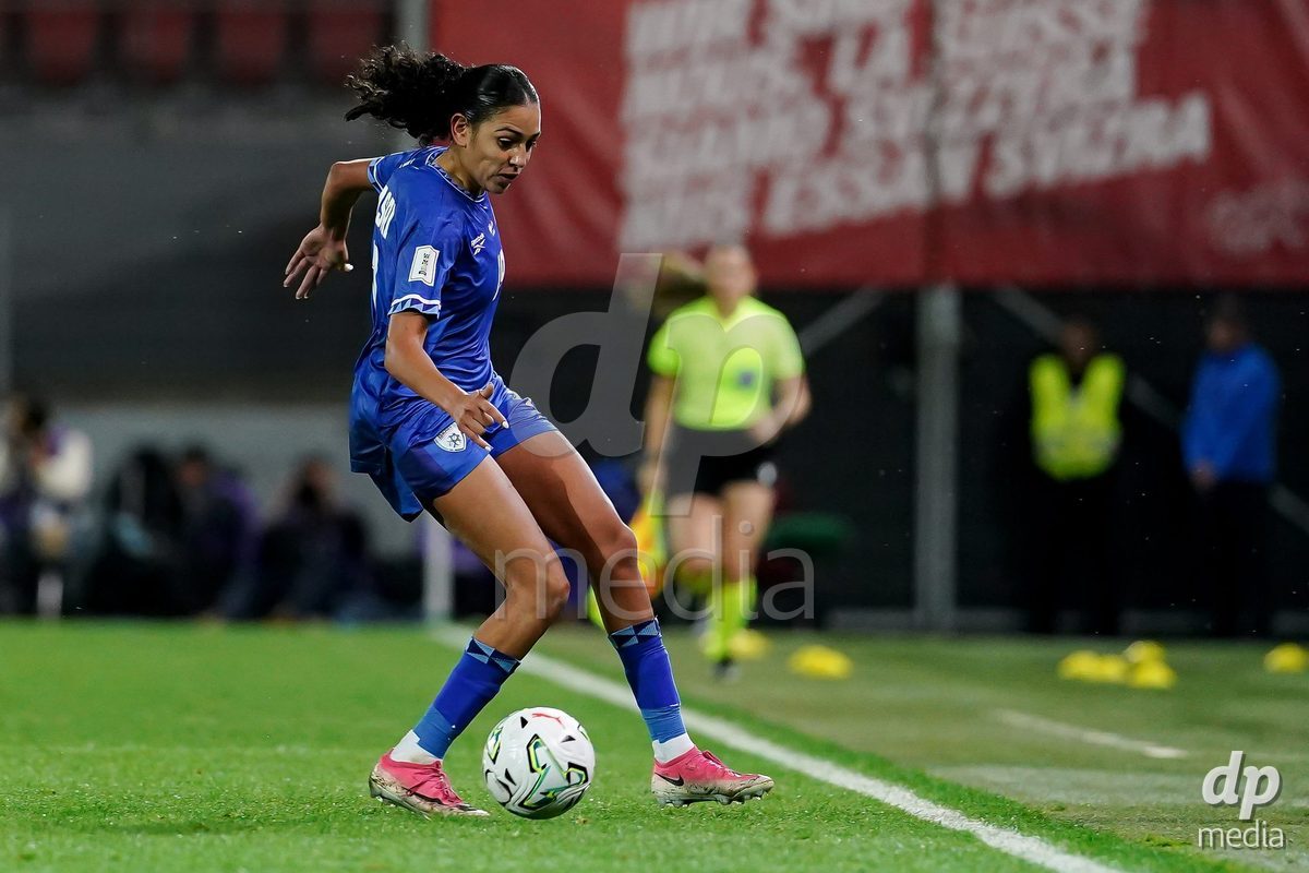 SION, SWITZERLAND - OCTOBER 13: Maria Almasri of Israel controls the ball during the FIFA Women´s World Cup European Qualifiers match between Switzerland and Israel at Stade de Tourbillon on October 13, 2026 in Sion, Switzerland.