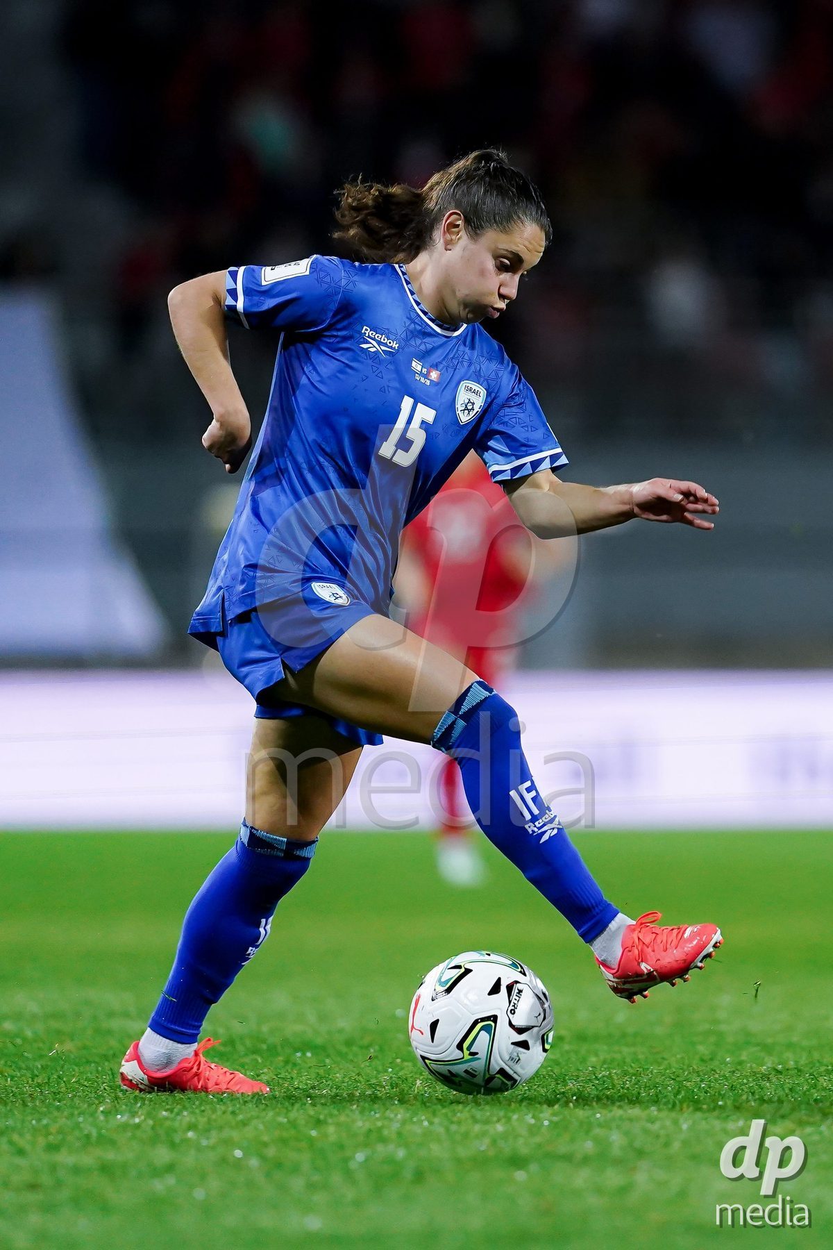 SION, SWITZERLAND - OCTOBER 13: Vital Kats of Israel controls the ball during the FIFA Women´s World Cup European Qualifiers match between Switzerland and Israel at Stade de Tourbillon on October 13, 2026 in Sion, Switzerland.