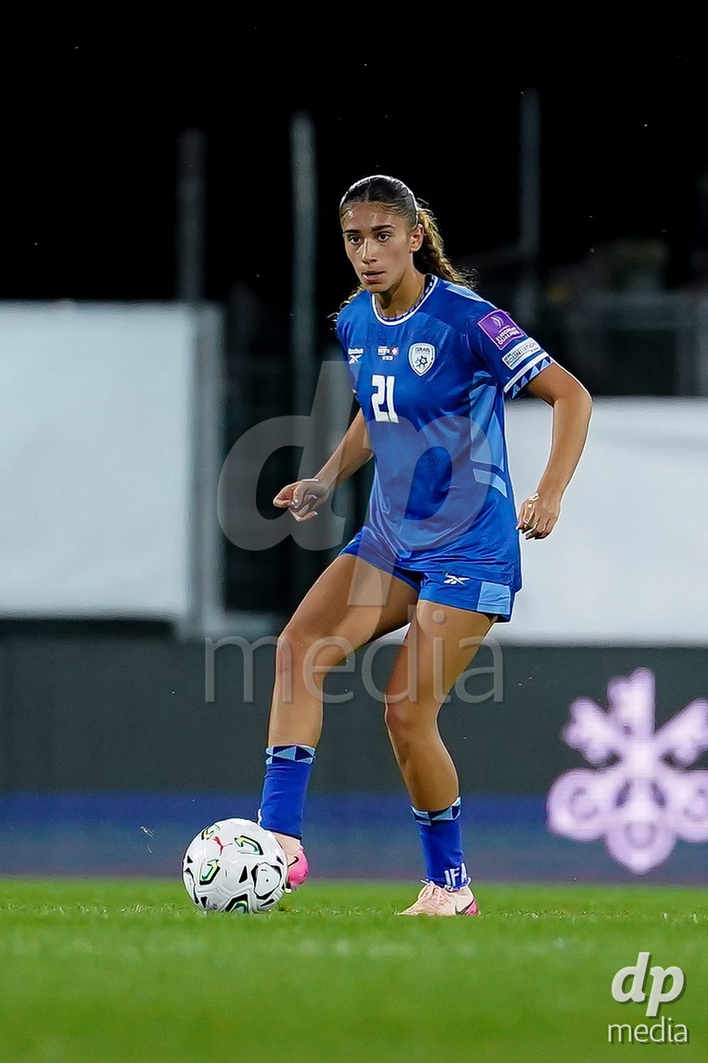 SION, SWITZERLAND - OCTOBER 13: Mia Shvill of Israel controls the ball during the FIFA Women´s World Cup European Qualifiers match between Switzerland and Israel at Stade de Tourbillon on October 13, 2026 in Sion, Switzerland.