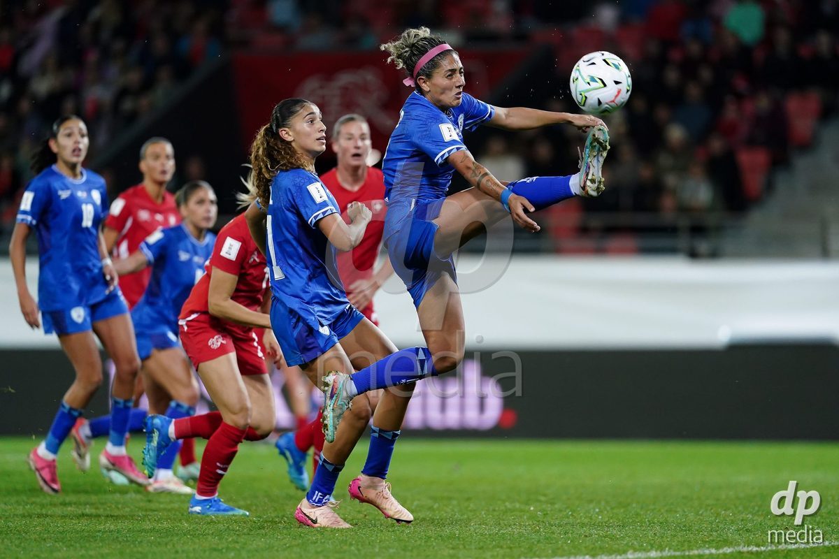 SION, SWITZERLAND - OCTOBER 13: Marian Awad of Israel controls the ball during the FIFA Women´s World Cup European Qualifiers match between Switzerland and Israel at Stade de Tourbillon on October 13, 2026 in Sion, Switzerland.
