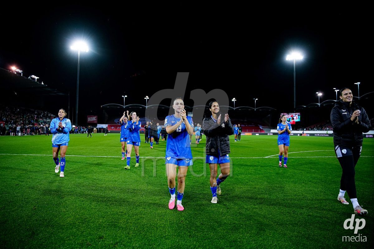 SION, SWITZERLAND - OCTOBER 13: Players of Israel after the FIFA Women´s World Cup European Qualifiers match between Switzerland and Israel at Stade de Tourbillon on October 13, 2026 in Sion, Switzerland.