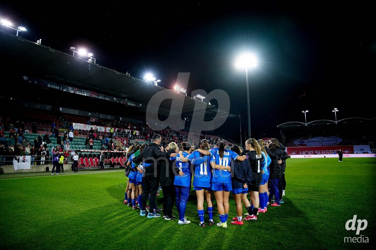 SION, SWITZERLAND - OCTOBER 13: Israel after the FIFA Women´s World Cup European Qualifiers match between Switzerland and Israel at Stade de Tourbillon on October 13, 2026 in Sion, Switzerland.