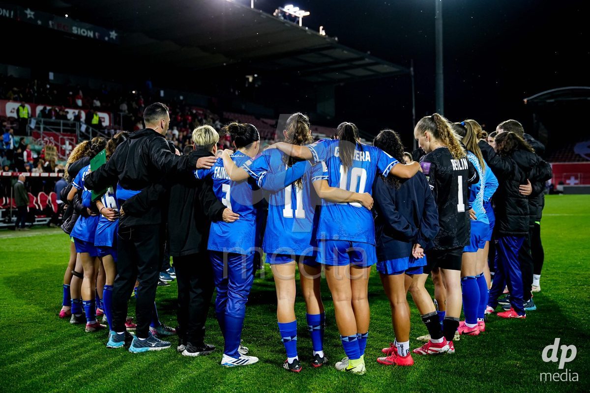 SION, SWITZERLAND - OCTOBER 13: Israel after the FIFA Women´s World Cup European Qualifiers match between Switzerland and Israel at Stade de Tourbillon on October 13, 2026 in Sion, Switzerland.