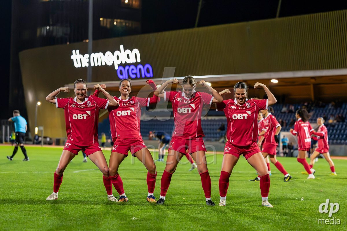 LUZERN, SWITZERLAND - OCTOBER 24: FC Rapperswil-Jona players during celebration second goal during the AXA Women's Cup match between FC Luzern and FC Rapperswil-Jona at Hubelmatt on October 24, 2026 in Luzern, Switzerland.