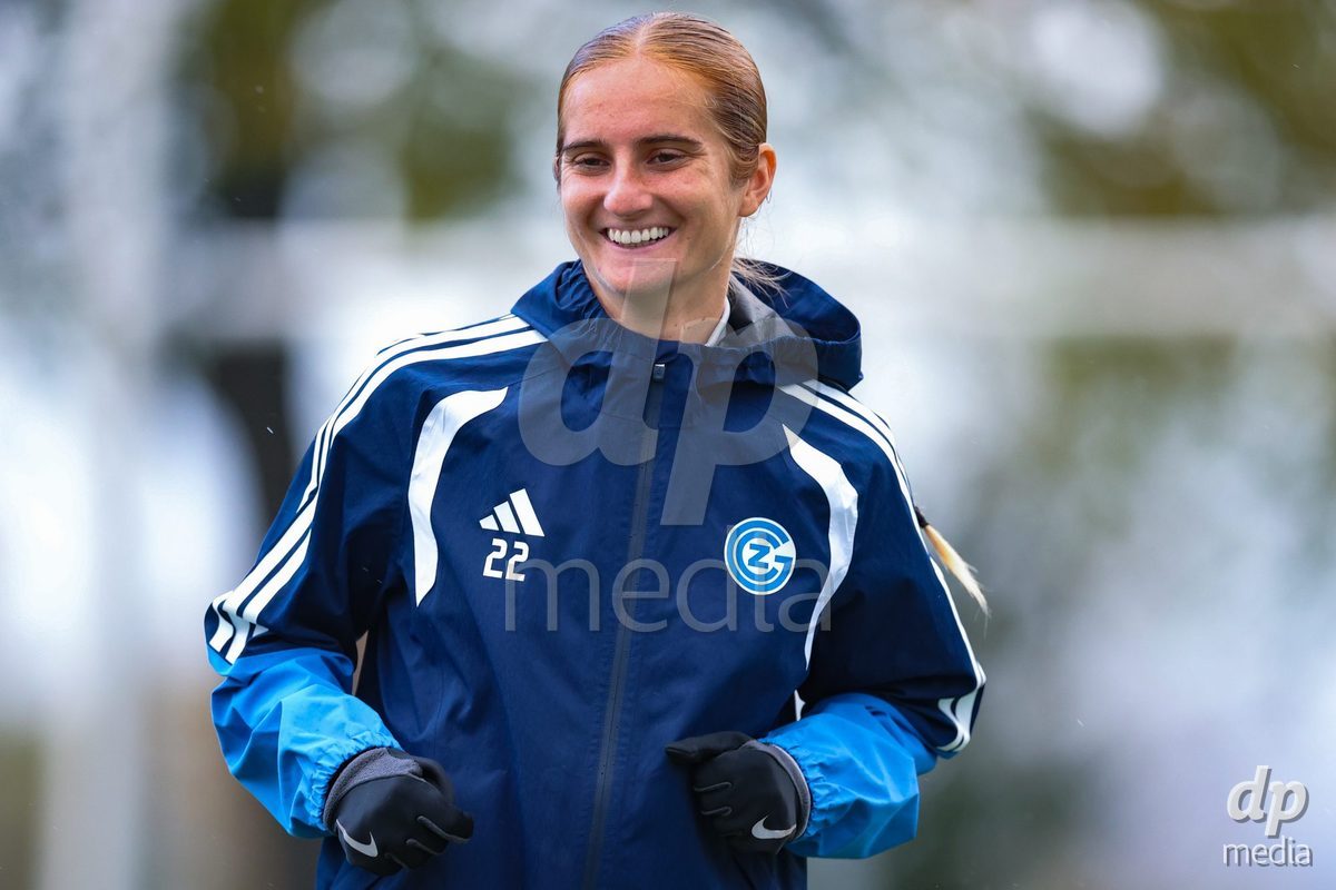 THUN, SWITZERLAND - OCTOBER 25: Morgane Nicoli from the GC Frauenfussball during the warm-up before the AXA Women's Cup match between FC Thun and GC Frauenfussball at Visana Stadion on October 25, 2026 in Thun, Switzerland.