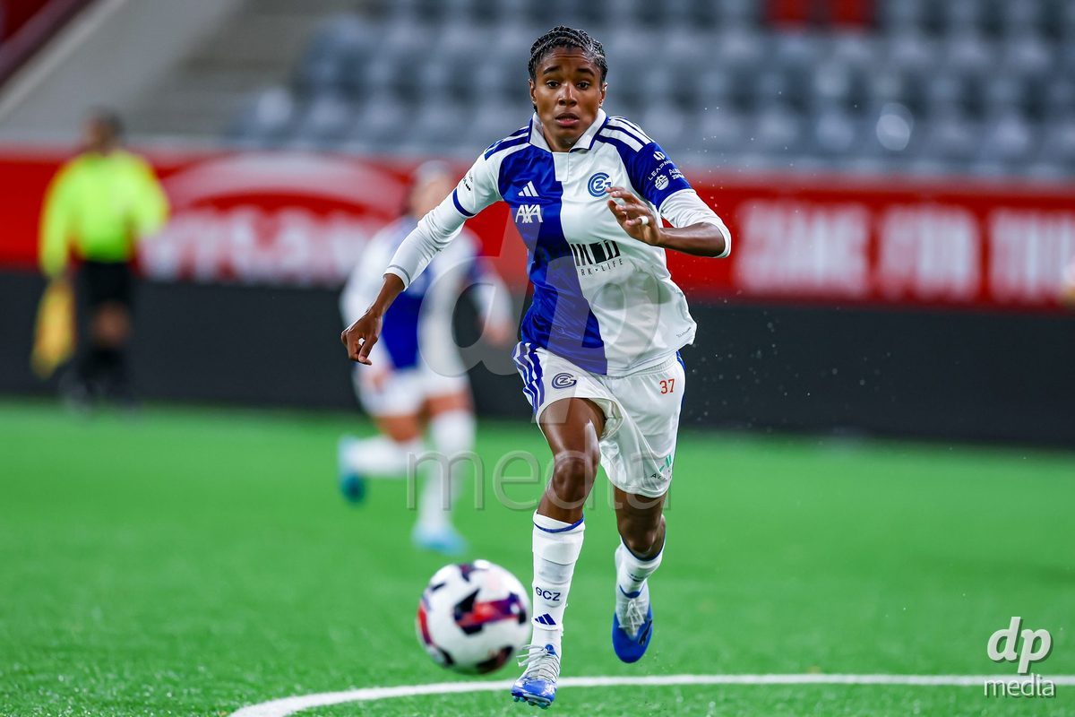 THUN, SWITZERLAND - OCTOBER 25: Sury Lamontana of GC Frauenfussball during the AXA Women's Cup match between FC Thun and GC Frauenfussball at Visana Stadion on October 25, 2026 in Thun, Switzerland.