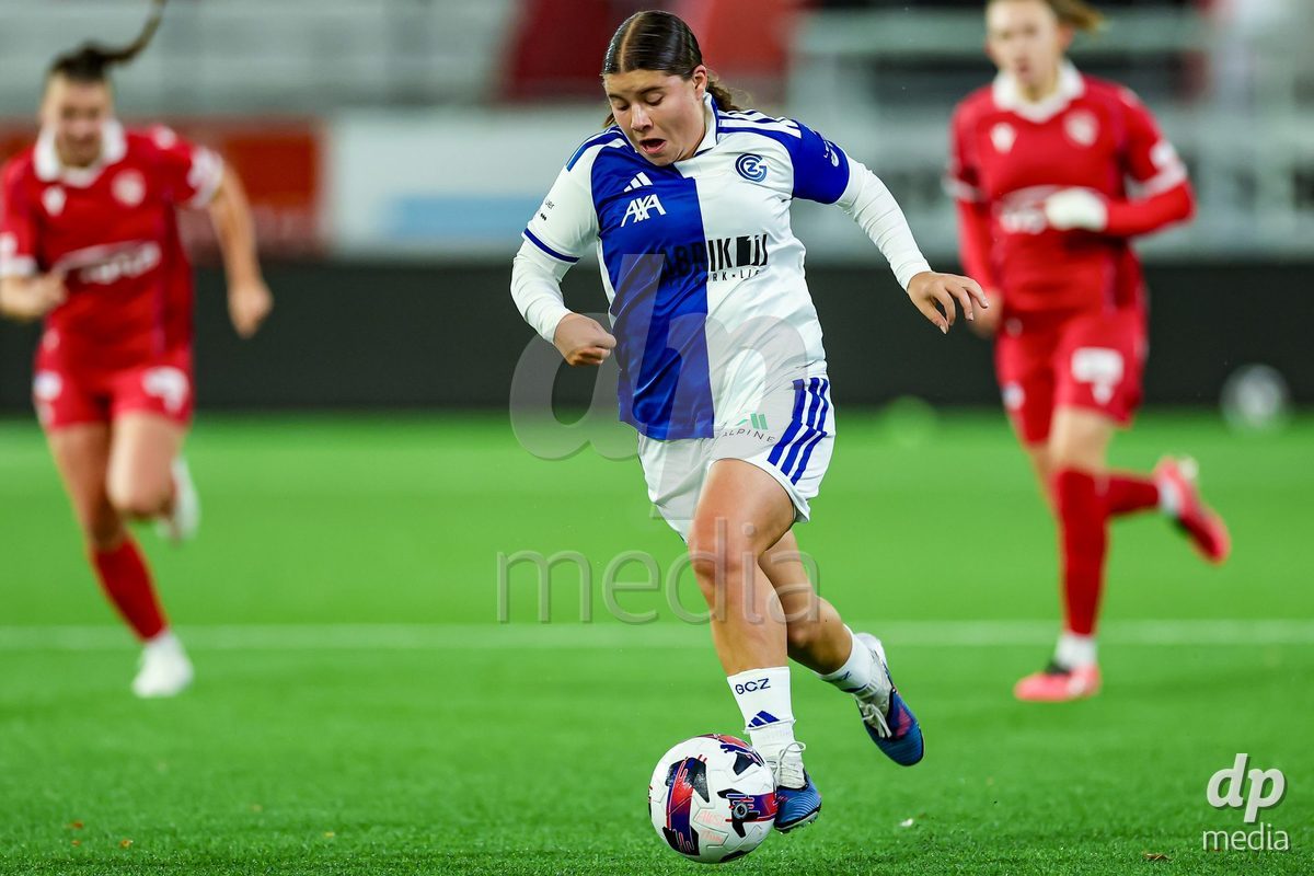 THUN, SWITZERLAND - OCTOBER 25: Michelle Storni of GC Frauenfussball during the AXA Women's Cup match between FC Thun and GC Frauenfussball at Visana Stadion on October 25, 2026 in Thun, Switzerland.