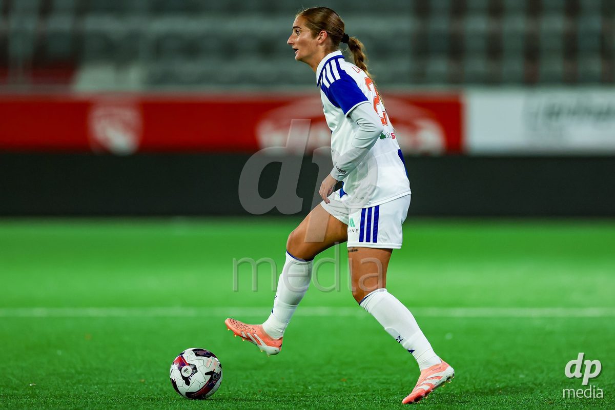THUN, SWITZERLAND - OCTOBER 25: Morgane Nicoli of GC Frauenfussball during the AXA Women's Cup match between FC Thun and GC Frauenfussball at Visana Stadion on October 25, 2026 in Thun, Switzerland.