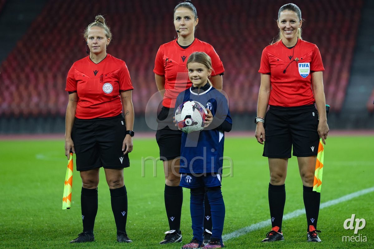 ZURICH, SWITZERLAND - OCTOBER 16: The match officials during the AXA Women's Super League match between FC Zurich and FC St. Gallen 1879 at Letzigrund on October 16, 2026 in Zurich, Switzerland.