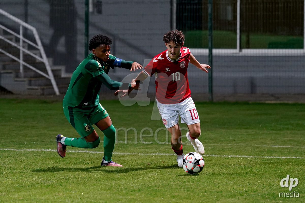 SIDE, TURKIYE - OCTOBER 28: Yousef Amara of Denmark battles for the ball during the International Friendly match between Denmark U16 and Saudi Arabia U16 at Emirhan Sport Complex on October 28, 2026 in Side, Turkiye.