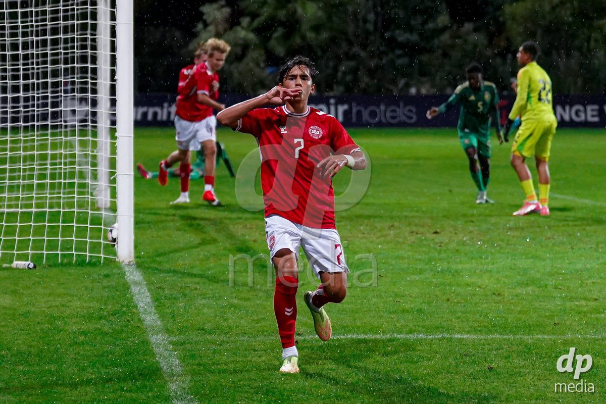 SIDE, TURKIYE - OCTOBER 28: Frederik Abrahamsen of Denmark celebrating during the International Friendly match between Denmark U16 and Saudi Arabia U16 at Emirhan Sport Complex on October 28, 2026 in Side, Turkiye.