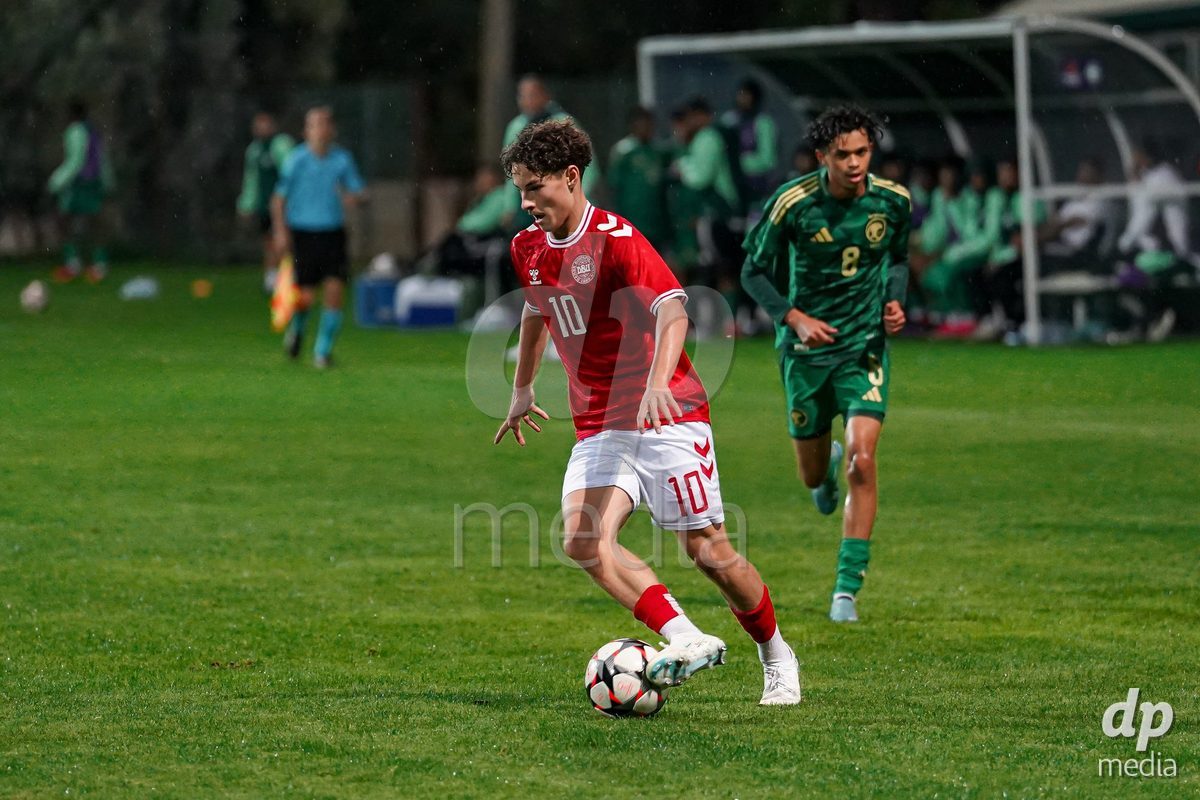 SIDE, TURKIYE - OCTOBER 28: Yousef Amara of Denmark controls the ball during the International Friendly match between Denmark U16 and Saudi Arabia U16 at Emirhan Sport Complex on October 28, 2026 in Side, Turkiye.