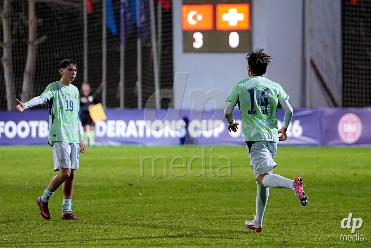 SIDE, TURKIYE - OCTOBER 28: Konetzka Janosch Marlo of Switzerland after scoring teams first goal during the International Friendly match between Switzerland and Turkiye at Emirhan Sport Complex on October 28, 2026 in Side, Turkiye.