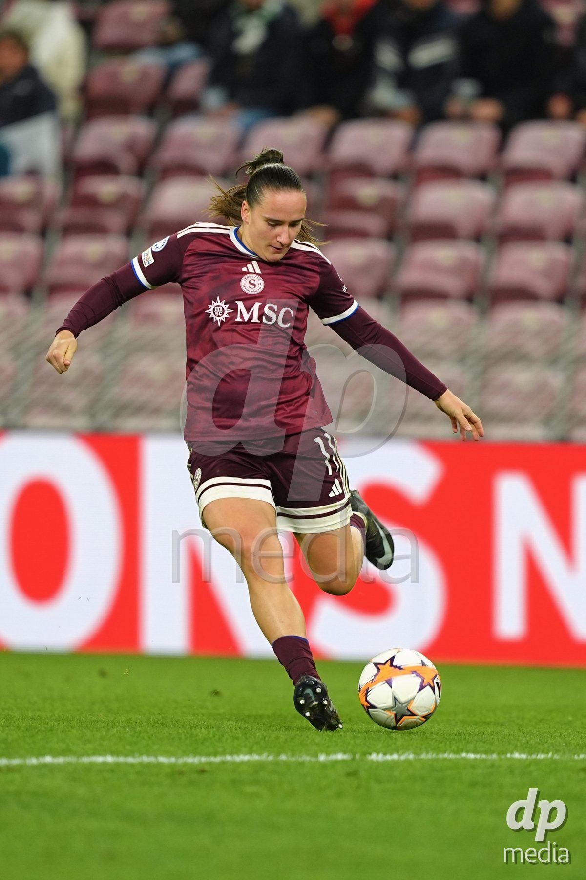 GENEVA, SWITZERLAND - OCTOBER 28: Magdalena Sobal of Servette FC Chenois Feminin during the UEFA Women's Champions League match between Servette FC Chenois Feminin and OH Leuven at Stade de Geneve on October 28, 2026 in Geneva, Switzerland.