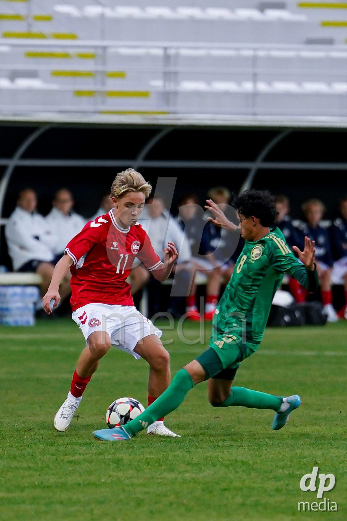 SIDE, TURKIYE - OCTOBER 28: Viggo Dalsgaard of Denmark battles for the ball during the International Friendly match between Denmark U16 and Saudi Arabia U16 at Emirhan Sport Complex on October 28, 2026 in Side, Turkiye.
