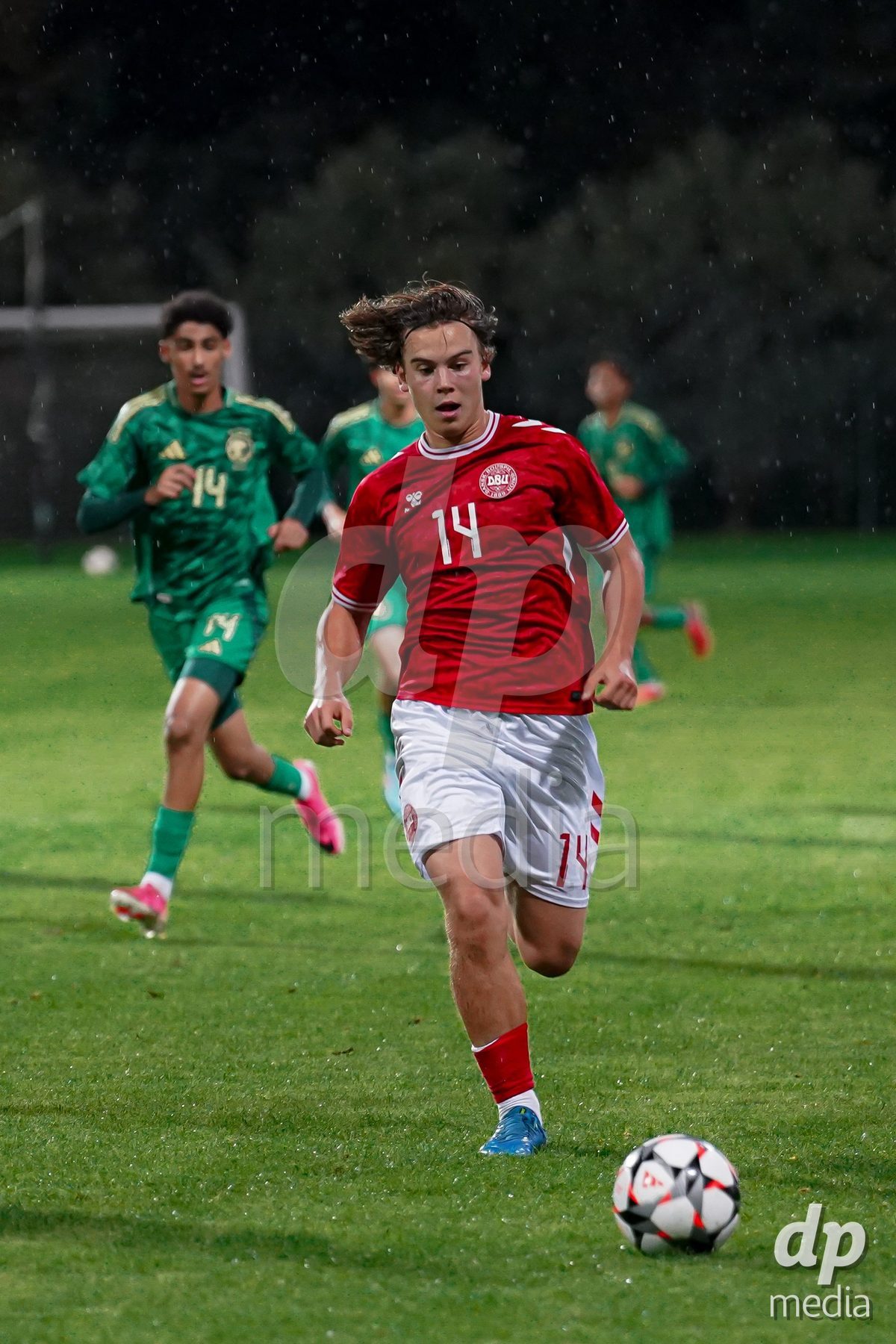 SIDE, TURKIYE - OCTOBER 28: Hector Andersen of Denmark controls the ball during the International Friendly match between Denmark U16 and Saudi Arabia U16 at Emirhan Sport Complex on October 28, 2026 in Side, Turkiye.
