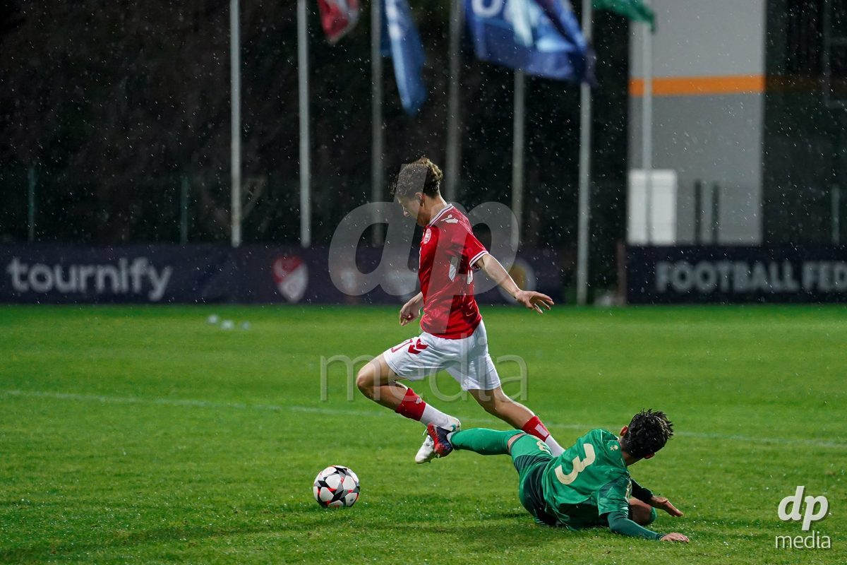 SIDE, TURKIYE - OCTOBER 28: Yousef Amara of Denmark battles for the ball during the International Friendly match between Denmark U16 and Saudi Arabia U16 at Emirhan Sport Complex on October 28, 2026 in Side, Turkiye.