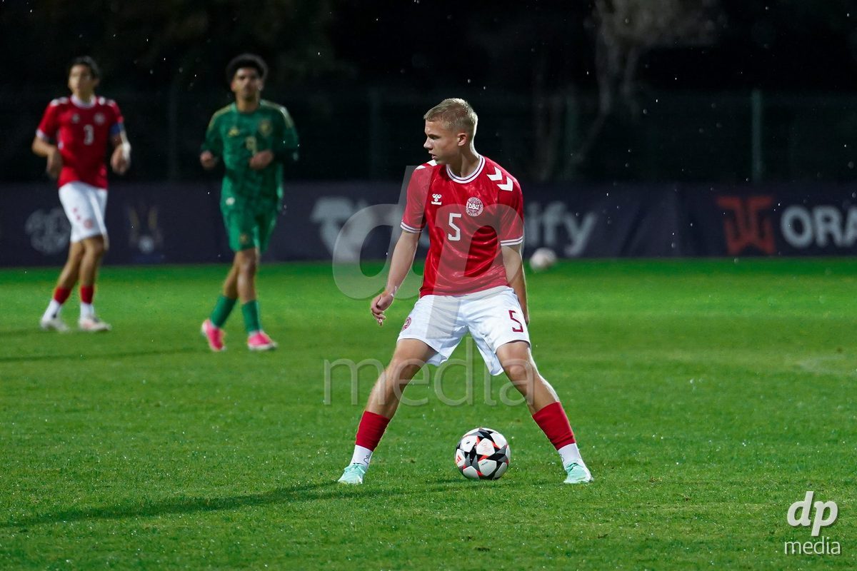 SIDE, TURKIYE - OCTOBER 28: Noah Hein of Denmark controls the ball during the International Friendly match between Denmark U16 and Saudi Arabia U16 at Emirhan Sport Complex on October 28, 2026 in Side, Turkiye.