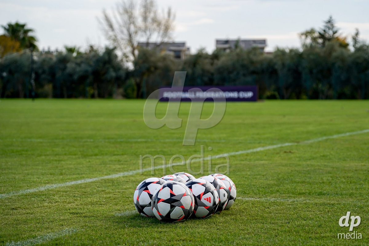 SIDE, TURKIYE - OCTOBER 28: Match balls prior to the International Friendly match between Denmark U16 and Saudi Arabia U16 at Emirhan Sport Complex on October 28, 2026 in Side, Turkiye.