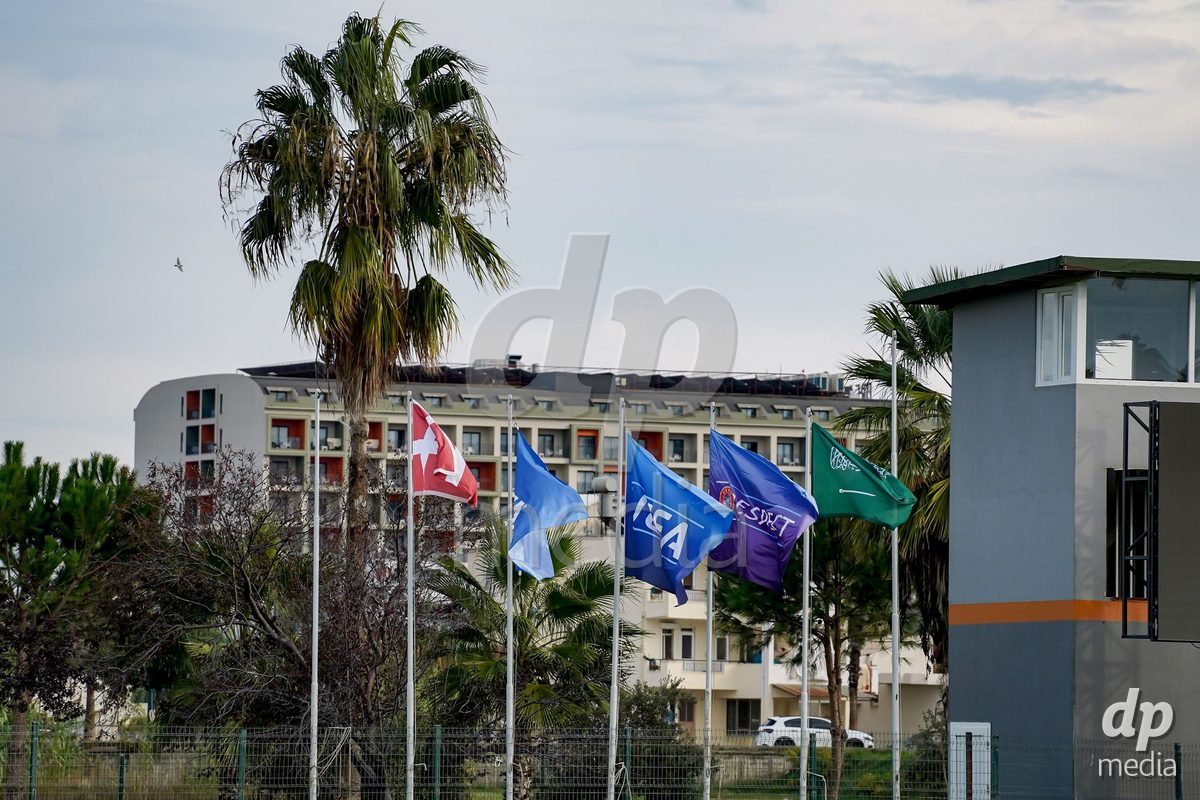 SIDE, TURKIYE - OCTOBER 28: Flag od Denmark, FUFA, UEFA and Saudi Arabia during the International Friendly match between Denmark U16 and Saudi Arabia U16 at Emirhan Sport Complex on October 28, 2026 in Side, Turkiye.