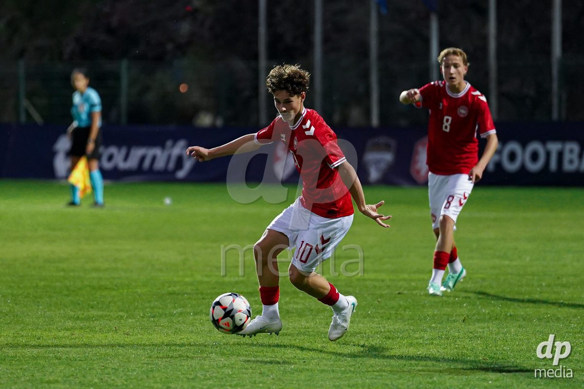 SIDE, TURKIYE - OCTOBER 28: Yousef Amara of Denmark controls the ball during the International Friendly match between Denmark U16 and Saudi Arabia U16 at Emirhan Sport Complex on October 28, 2026 in Side, Turkiye.