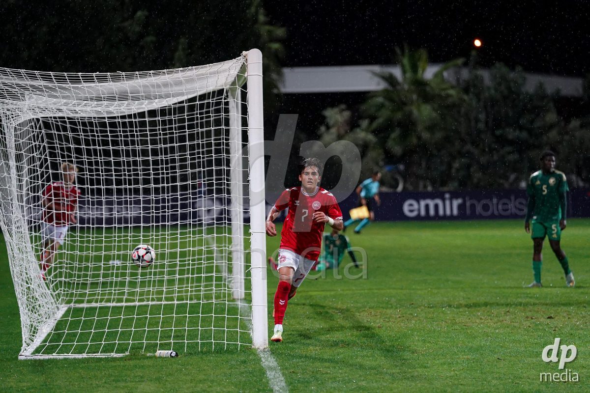 SIDE, TURKIYE - OCTOBER 28: Frederik Abrahamsen of Denmark celebrating during the International Friendly match between Denmark U16 and Saudi Arabia U16 at Emirhan Sport Complex on October 28, 2026 in Side, Turkiye.