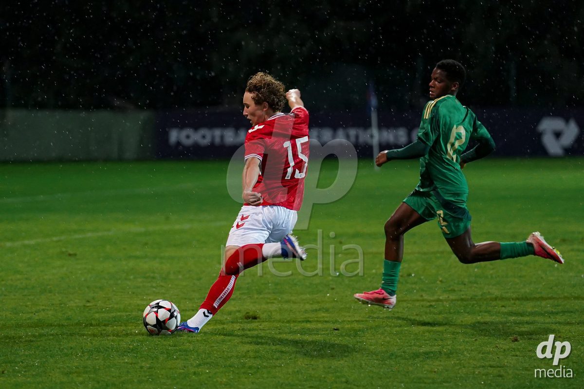 SIDE, TURKIYE - OCTOBER 28: August Termansen of Denmark controls the ball during the International Friendly match between Denmark U16 and Saudi Arabia U16 at Emirhan Sport Complex on October 28, 2026 in Side, Turkiye.