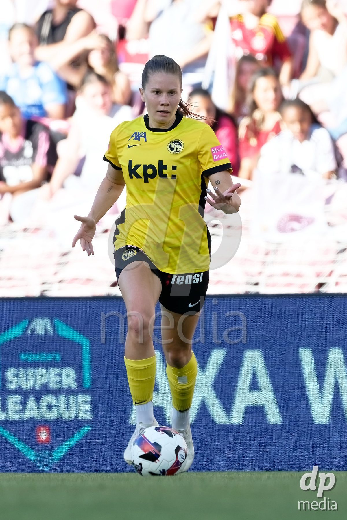 Geneva, Switzerland - May 29 : Emilie Bernhardt of BSC YB Frauen in action (close up)  during the AWSL Final Second Leg match between Servette FC Chenois Feminin  and BSC YB Frauen  at Stade de Geneve on May 29 , 2026 in Geneva, Switzerland.
