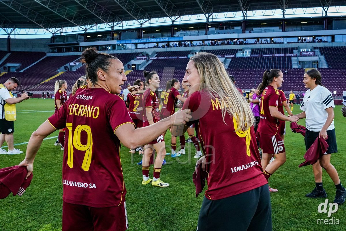 GENEVA, SWITZERLAND - MAY 29: Celebration of team Servette after winning the Final of the AXA Women's Super League match between Servette FC Chenois Feminin and BSC YB Frauen at Stade de Geneve on May 29, 2026 in Geneva, Switzerland.