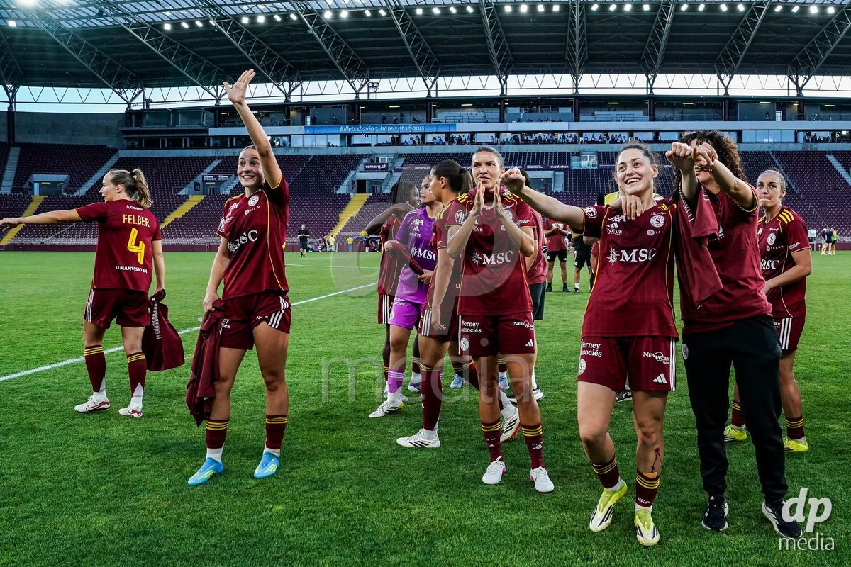 GENEVA, SWITZERLAND - MAY 29: Celebration of team Servette after winning the Final of the AXA Women's Super League match between Servette FC Chenois Feminin and BSC YB Frauen at Stade de Geneve on May 29, 2026 in Geneva, Switzerland.