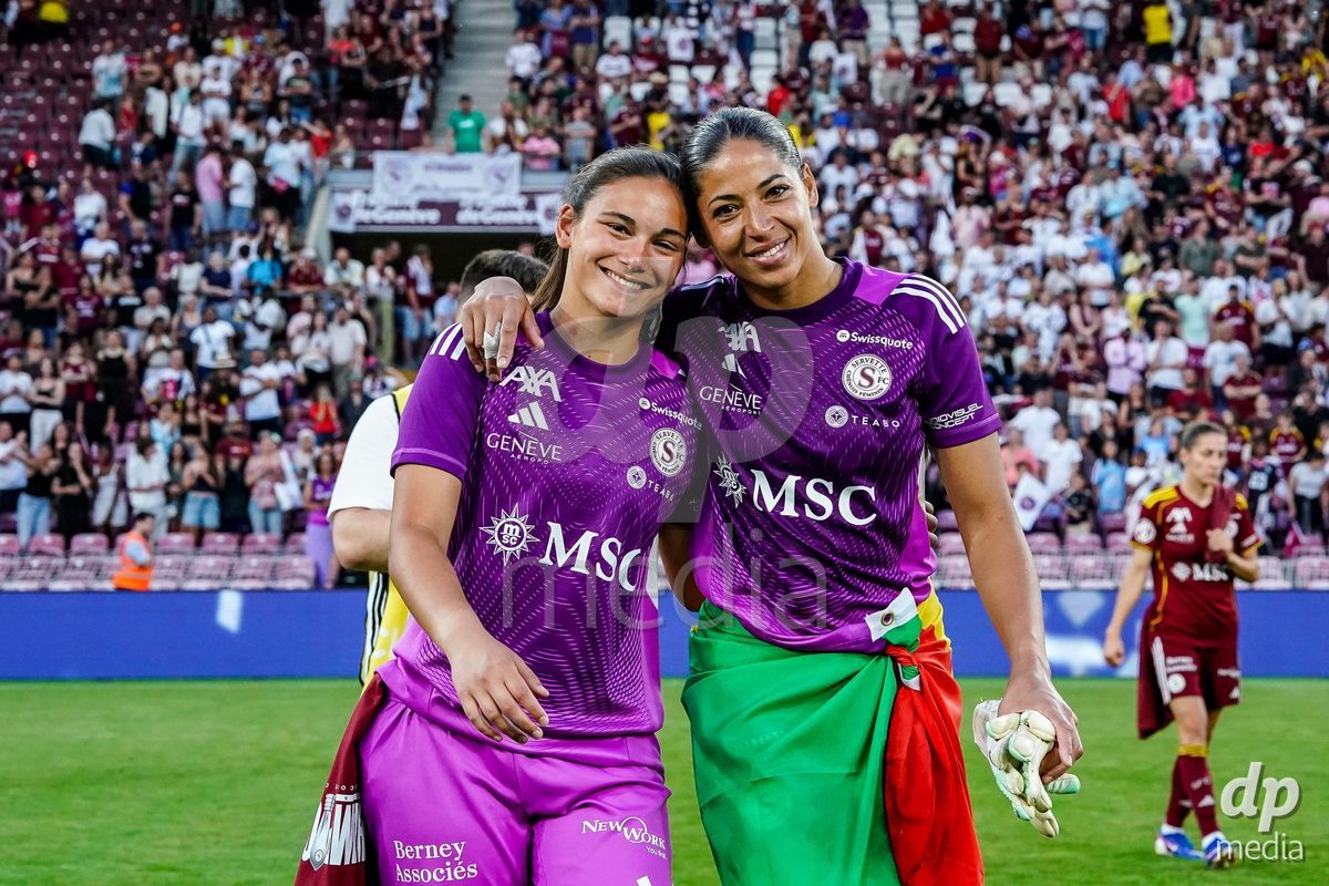 GENEVA, SWITZERLAND - MAY 29: Celebration of team Servette after winning the Final of the AXA Women's Super League match between Servette FC Chenois Feminin and BSC YB Frauen at Stade de Geneve on May 29, 2026 in Geneva, Switzerland.