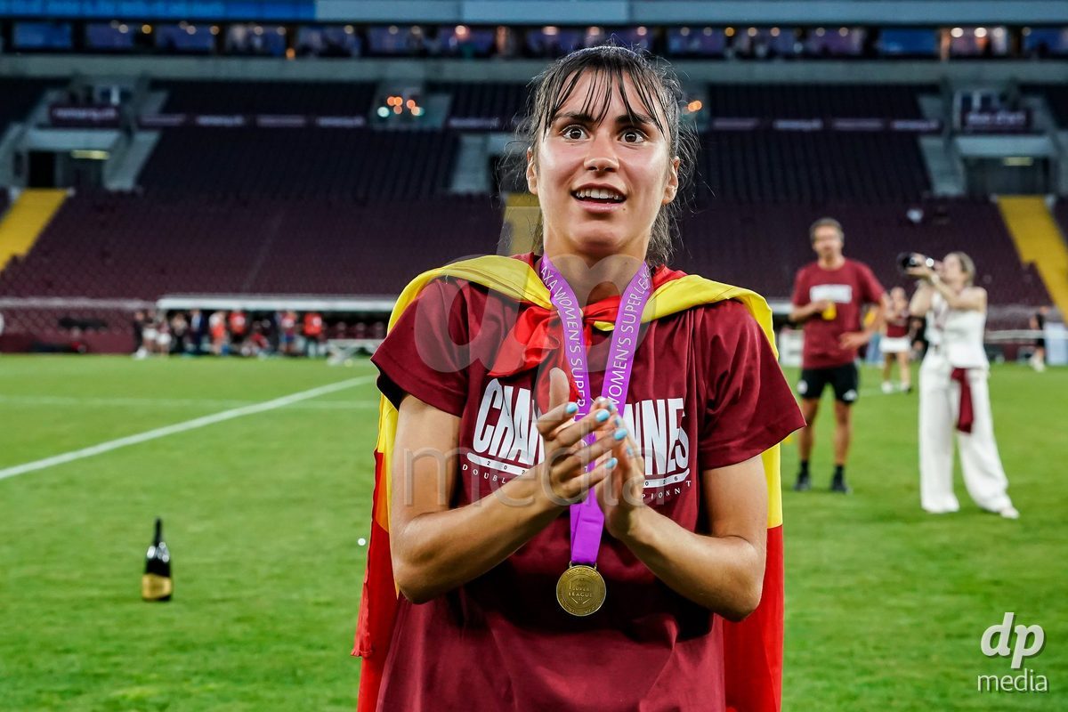 GENEVA, SWITZERLAND - MAY 29: Celebration of team Servette after winning the Final of the AXA Women's Super League match between Servette FC Chenois Feminin and BSC YB Frauen at Stade de Geneve on May 29, 2026 in Geneva, Switzerland.