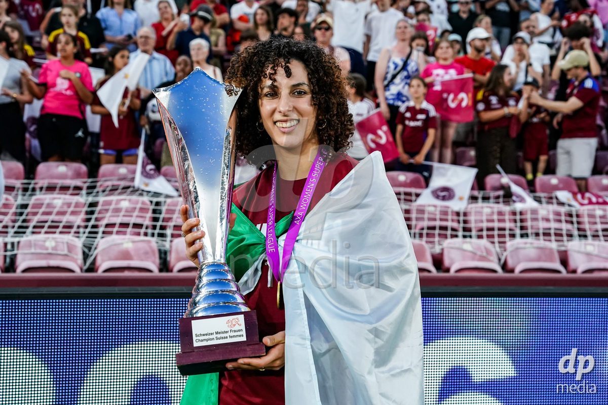 GENEVA, SWITZERLAND - MAY 29: Celebration of team Servette after winning the Final of the AXA Women's Super League match between Servette FC Chenois Feminin and BSC YB Frauen at Stade de Geneve on May 29, 2026 in Geneva, Switzerland.