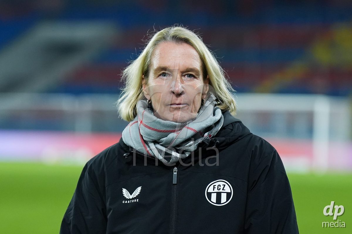 BASEL, SWITZERLAND - OCTOBER 30: Martina Voss-Tecklenburg, Head Coach of FC Zurich looks on during the AXA Women's Super League match between FC Basel 1893 and FC Zurich at St. Jakob-Park on October 30, 2026 in Basel, Switzerland.
