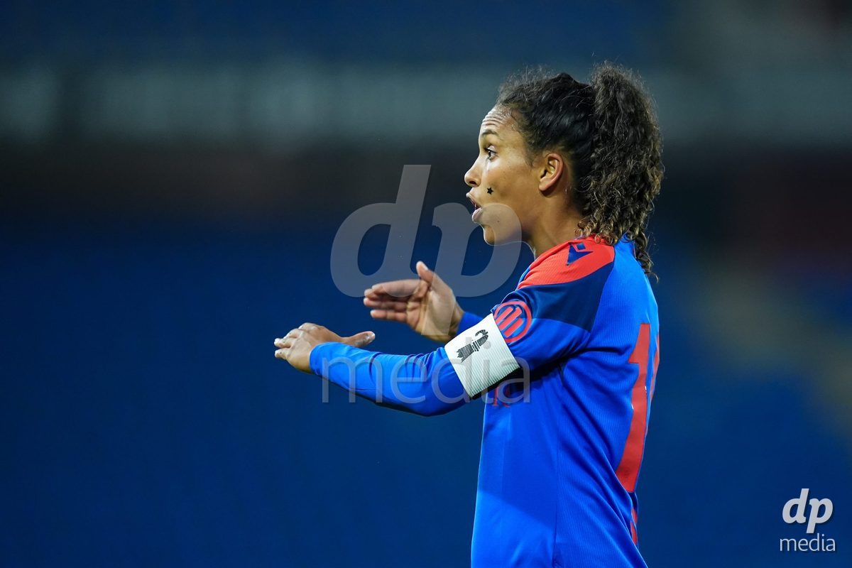 BASEL, SWITZERLAND - OCTOBER 30: Coumba Louisa Sow of FC Basel 1893 reacts during the AXA Women's Super League match between FC Basel 1893 and FC Zurich at St. Jakob-Park on October 30, 2026 in Basel, Switzerland.