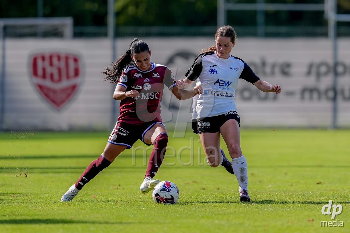 Switzerland: AXA Womens Super League 2026/27, Servette FC Chenois Feminin vs FC Aarau Frauen - Stade des Trois-Chene, Chene-Bourg: Meriame Terchoun (Servette FC Chenois Feminin), left, in action.