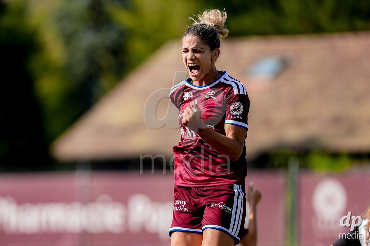 Switzerland: AXA Womens Super League 2026/27, Servette FC Chenois Feminin vs FC Aarau Frauen - Stade des Trois-Chene, Chene-Bourg: Stefanie Da Eira (Stéfanie Da Eira) (Servette FC Chenois Feminin) celebrating after scoring teams third goal