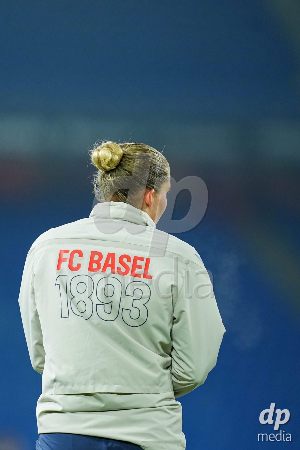 BASEL, SWITZERLAND - OCTOBER 30: FC Basel writing on a jacked shown prior to the AXA Women's Super League match between FC Basel 1893 and FC Zurich at St. Jakob-Park on October 30, 2026 in Basel, Switzerland.  (Photo by Daniela Porcelli/DP Media)