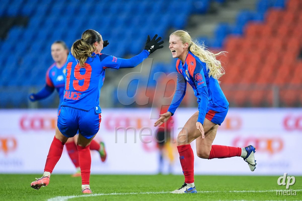 BASEL, SWITZERLAND - OCTOBER 30: Jacqueline Anne Hand of FC Basel 1893 celebrates after scoring her team's first goal during the AXA Women's Super League match between FC Basel 1893 and FC Zurich at St. Jakob-Park on October 30, 2026 in Basel, Switzerland.  (Photo by Daniela Porcelli/DP Media)