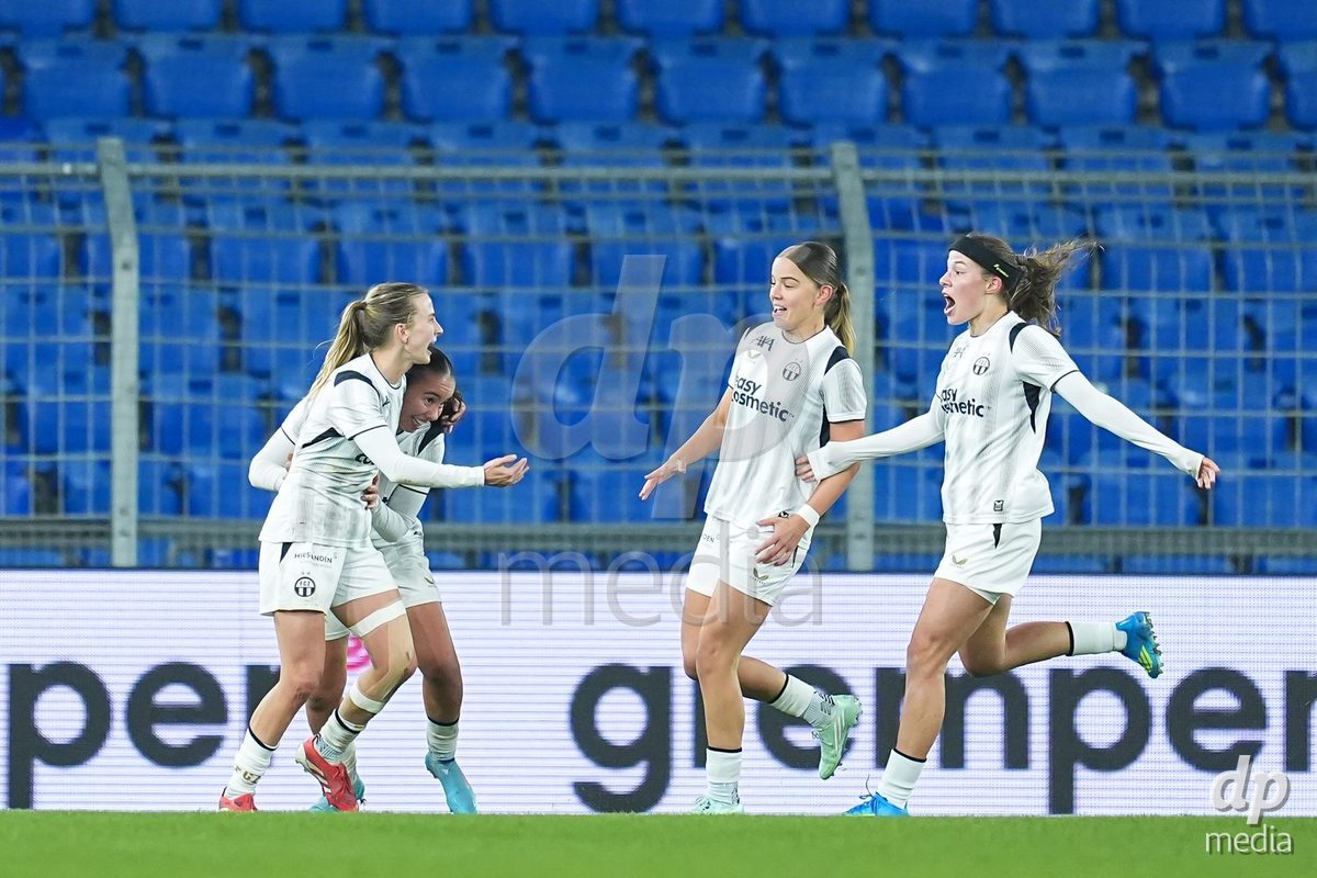 BASEL, SWITZERLAND - OCTOBER 30: Kim Dubs of FC Zurich celebrates with teammates after scoring her team's first goal during the AXA Women's Super League match between FC Basel 1893 and FC Zurich at St. Jakob-Park on October 30, 2026 in Basel, Switzerland.  (Photo by Daniela Porcelli/DP Media)