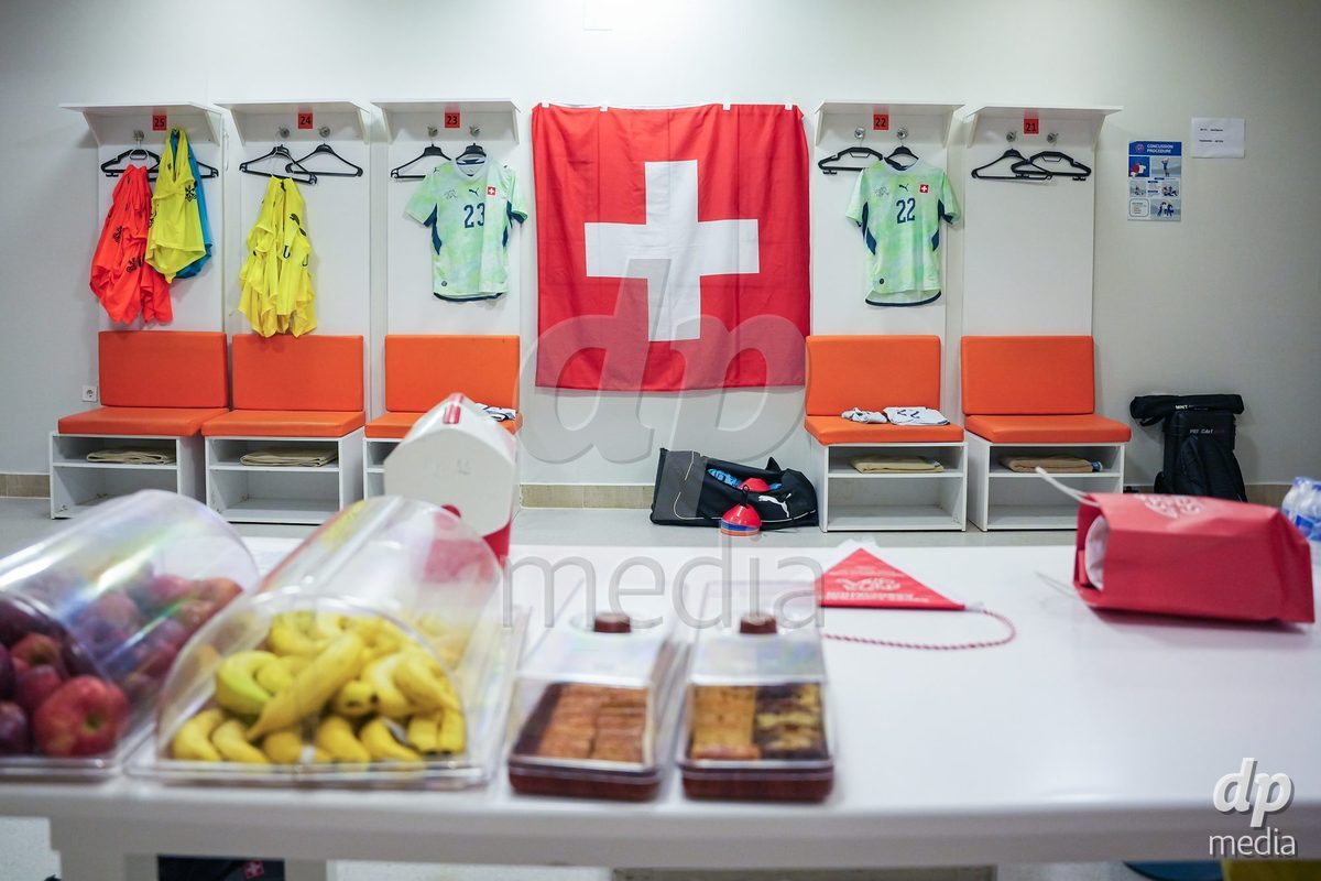 SIDE, TURKIYE - OCTOBER 31: General view inside the dressind room of Switzerland prior to the International Friendly tournament football match between Portugal U16 and Switzerland U16 at Emirhan Sport Complex on October 31, 2026 in Side, Turkiye.