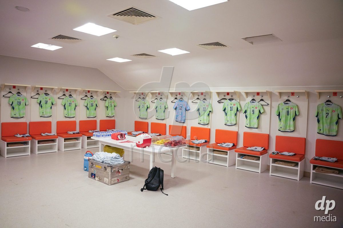 SIDE, TURKIYE - OCTOBER 31: General view inside the dressind room of Switzerland prior to the International Friendly tournament football match between Portugal U16 and Switzerland U16 at Emirhan Sport Complex on October 31, 2026 in Side, Turkiye.