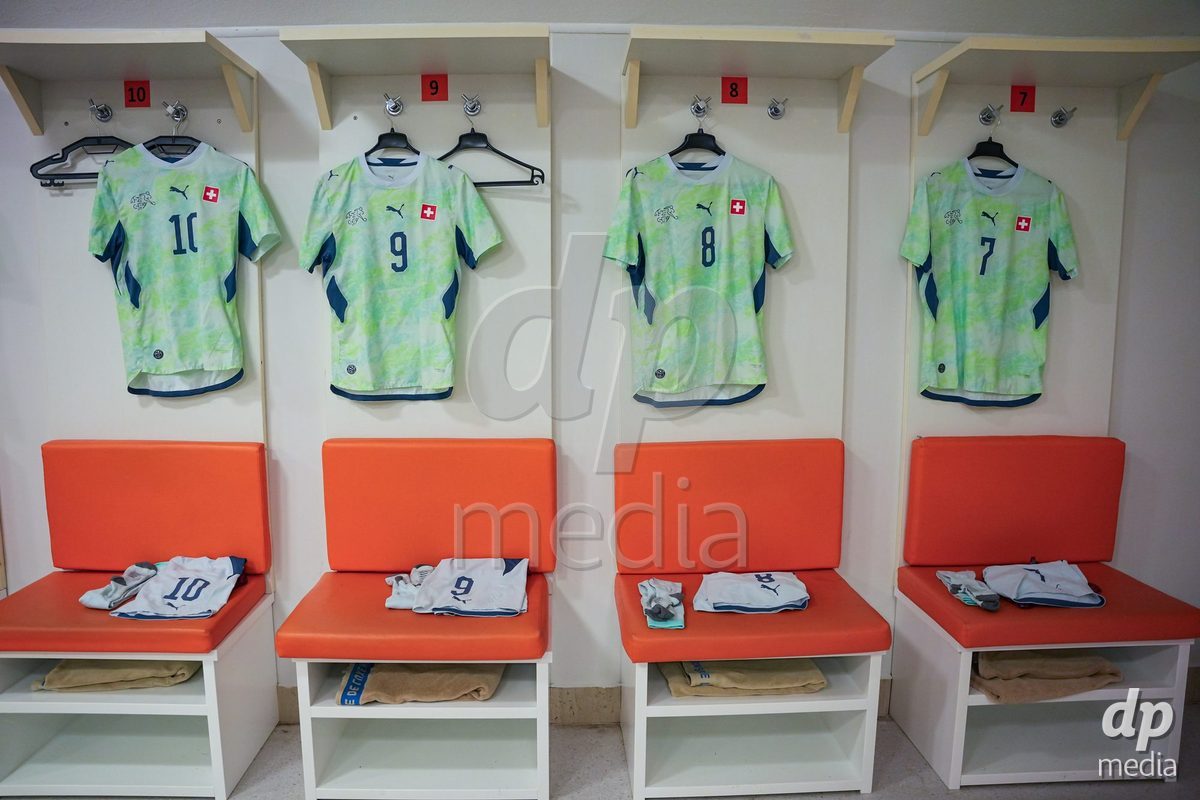 SIDE, TURKIYE - OCTOBER 31: General view inside the dressind room of Switzerland prior to the International Friendly tournament football match between Portugal U16 and Switzerland U16 at Emirhan Sport Complex on October 31, 2026 in Side, Turkiye.